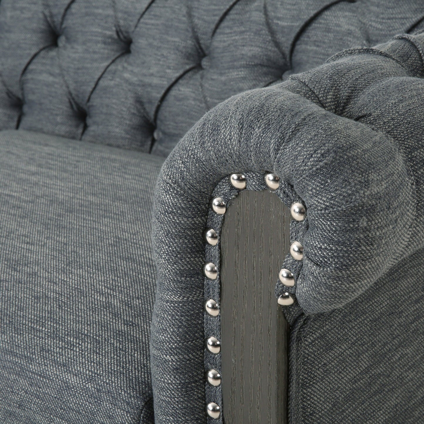 Divano in tessuto grigio da 78,8'' con gambe in legno e design retrò