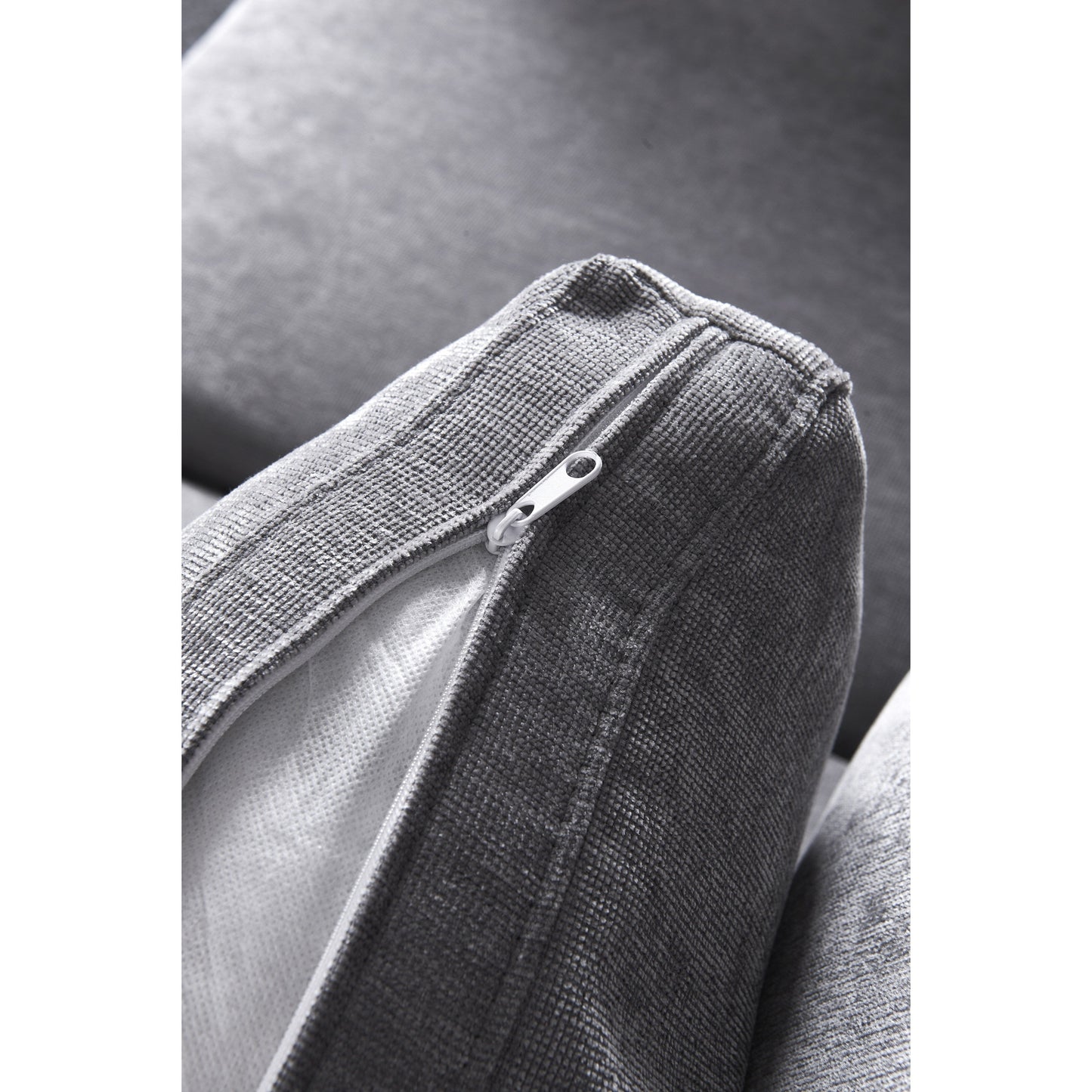 Divano componibile in ciniglia grigio 80.31 con struttura in legno massello per soggiorno