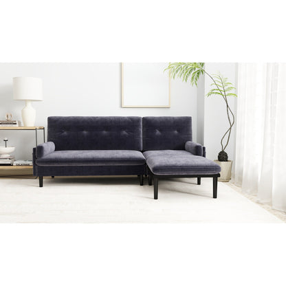 Divano a 3 posti in velluto a coste multifunzionale regolabile grigio 80.7, divano a L convertibile e letto per gli ospiti