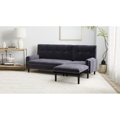 Divano a 3 posti in velluto a coste multifunzionale regolabile grigio 80.7, divano a L convertibile e letto per gli ospiti