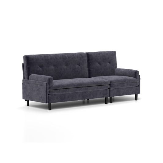 Divano a 3 posti in velluto a coste multifunzionale regolabile grigio 80.7, divano a L convertibile e letto per gli ospiti