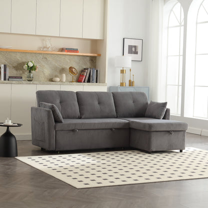 Divano a L in tessuto grigio da 81,1'' con chaise longue reversibile