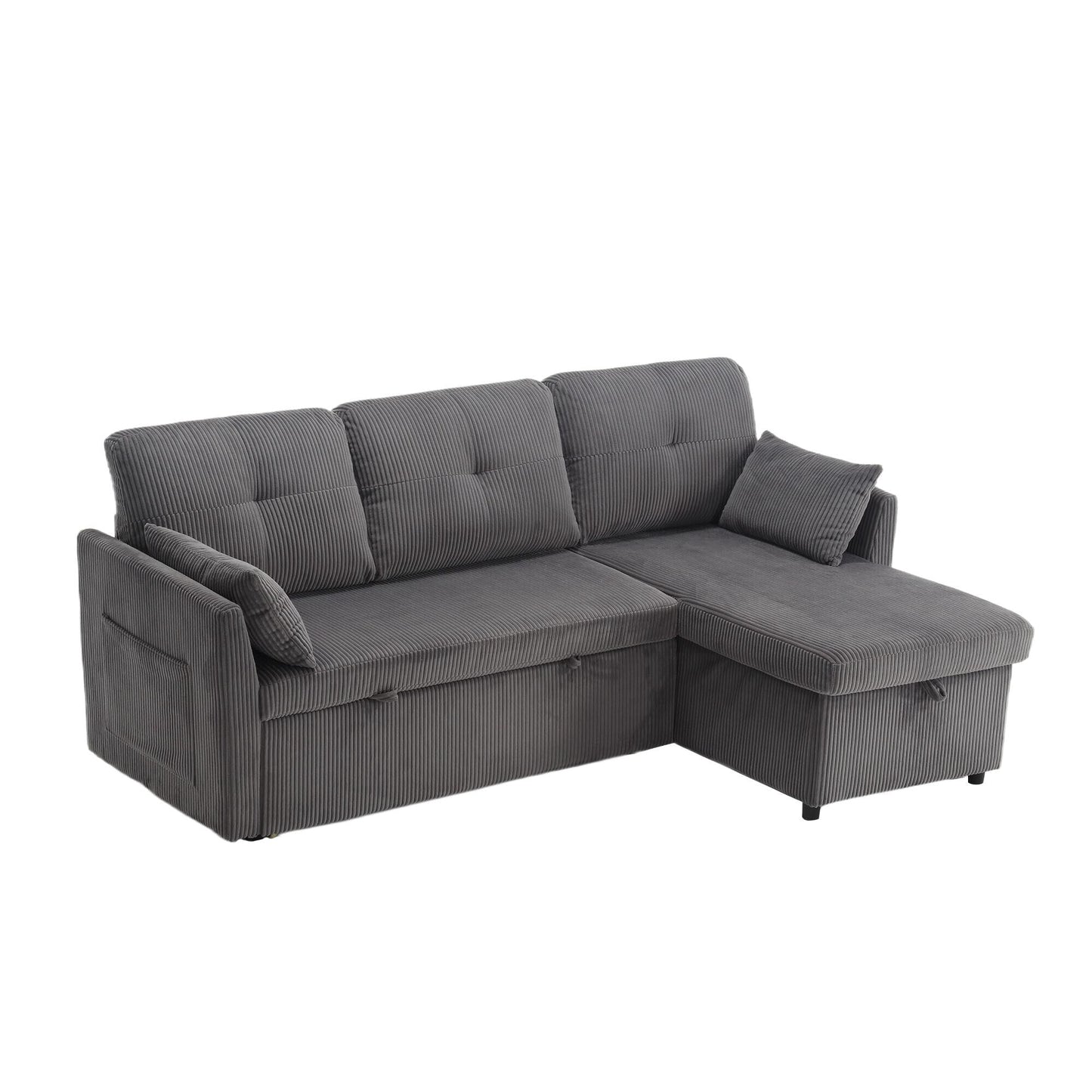 Divano a L in tessuto grigio da 81,1'' con chaise longue reversibile