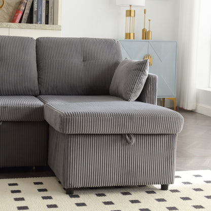 Divano a L in tessuto grigio da 81,1'' con chaise longue reversibile