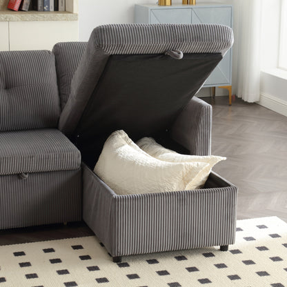 Divano a L in tessuto grigio da 81,1'' con chaise longue reversibile