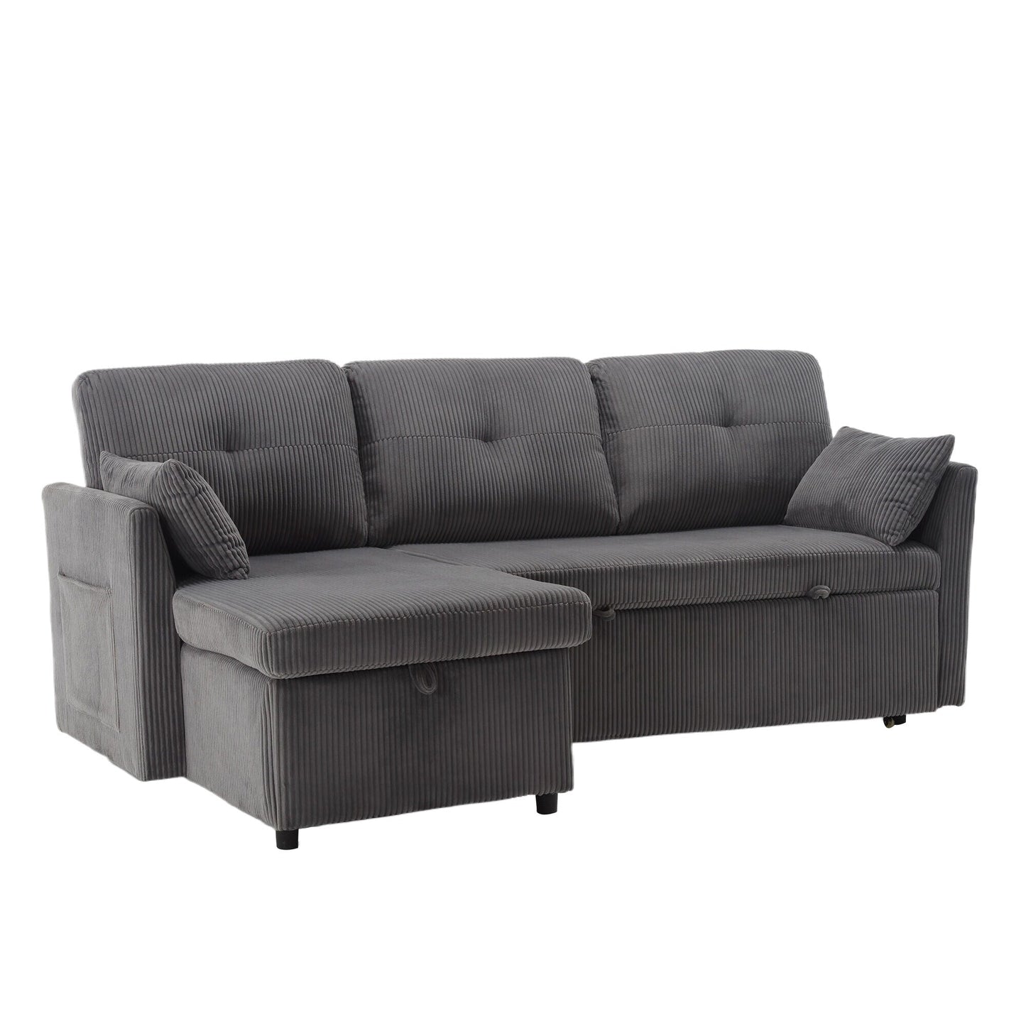 Divano a L in tessuto grigio da 81,1'' con chaise longue reversibile