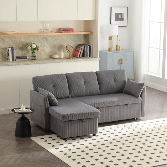 Divano a L in tessuto grigio da 81,1'' con chaise longue reversibile