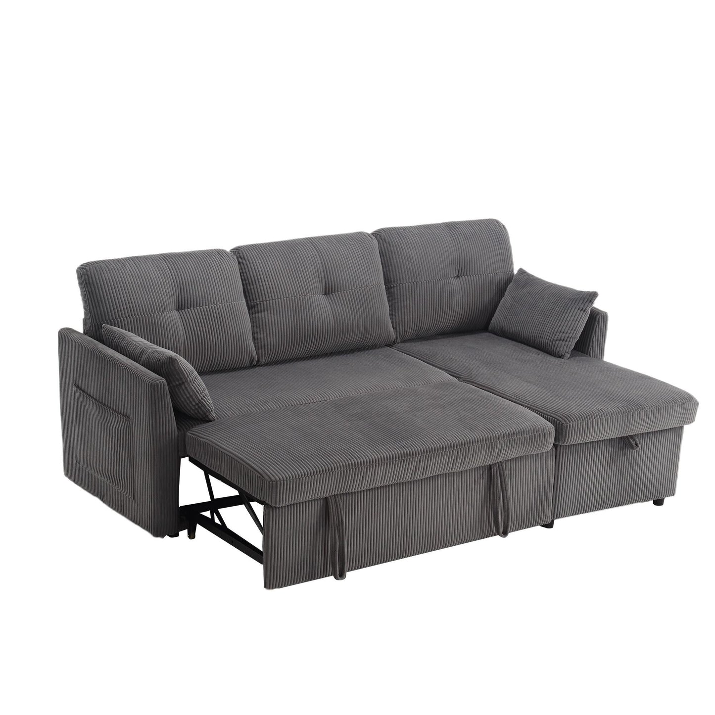 Divano a L in tessuto grigio da 81,1'' con chaise longue reversibile