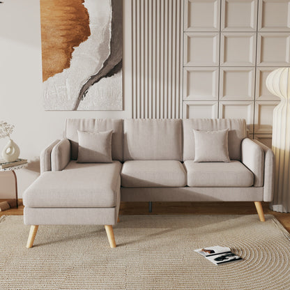 Divano a L in lino grigio da 84,6'' con chaise longue reversibile