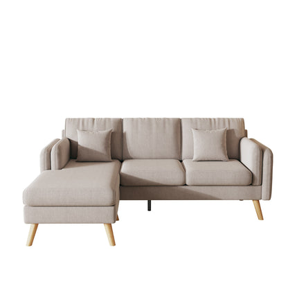 Divano a L in lino grigio da 84,6'' con chaise longue reversibile