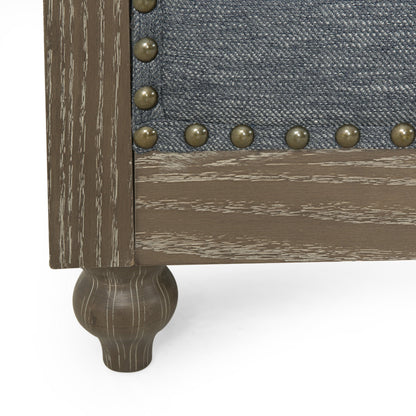 Divano grigio in poliestere da 85,5'' con schienale trapuntato e gambe in legno