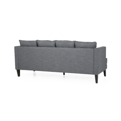 Divano a 3 posti in poliestere grigio da 86'' con schienale trapuntato, gambe in legno massello e supporto a molle insacchettate - Modern Comfort