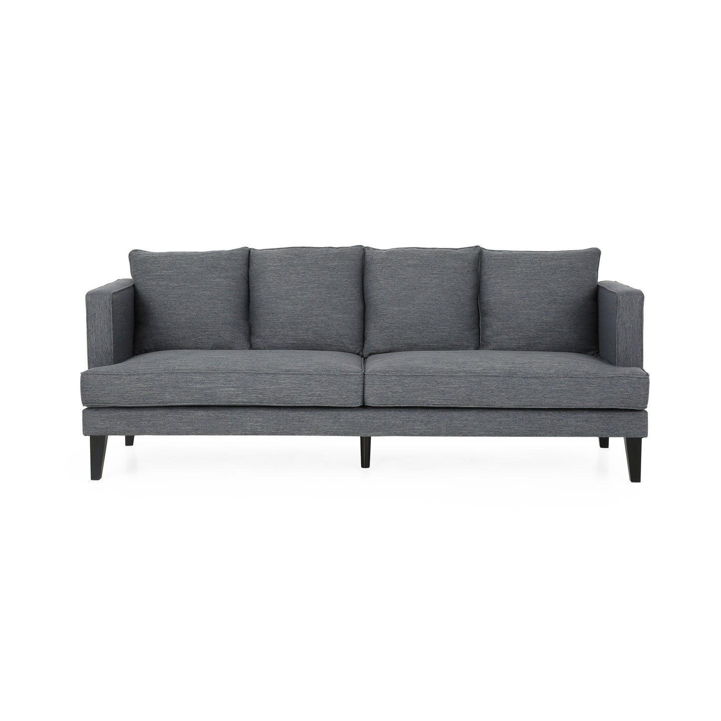 Divano a 3 posti in poliestere grigio da 86'' con schienale trapuntato, gambe in legno massello e supporto a molle insacchettate - Modern Comfort