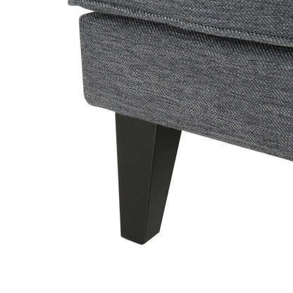 Divano a 3 posti in poliestere grigio da 86'' con schienale capitonné, gambe in legno massello, supporto a molle insacchettate