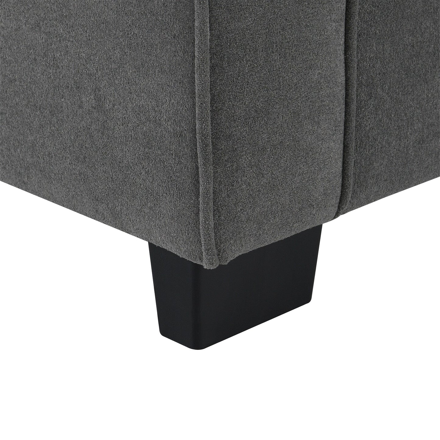 Divano componibile a L da 89'' in velluto grigio a 5 posti con doppi cuscini, struttura in legno robusto e ferro