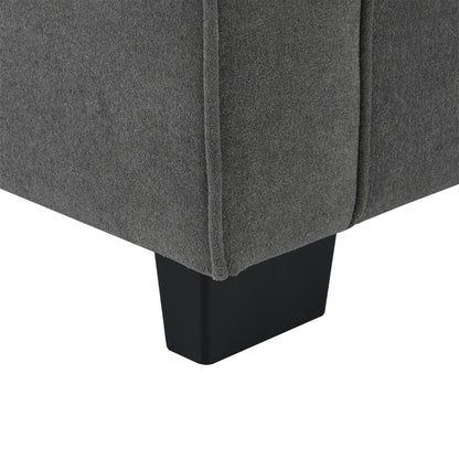 Divano componibile a L da 89'' in velluto grigio a 5 posti con doppi cuscini, struttura in legno robusto e ferro