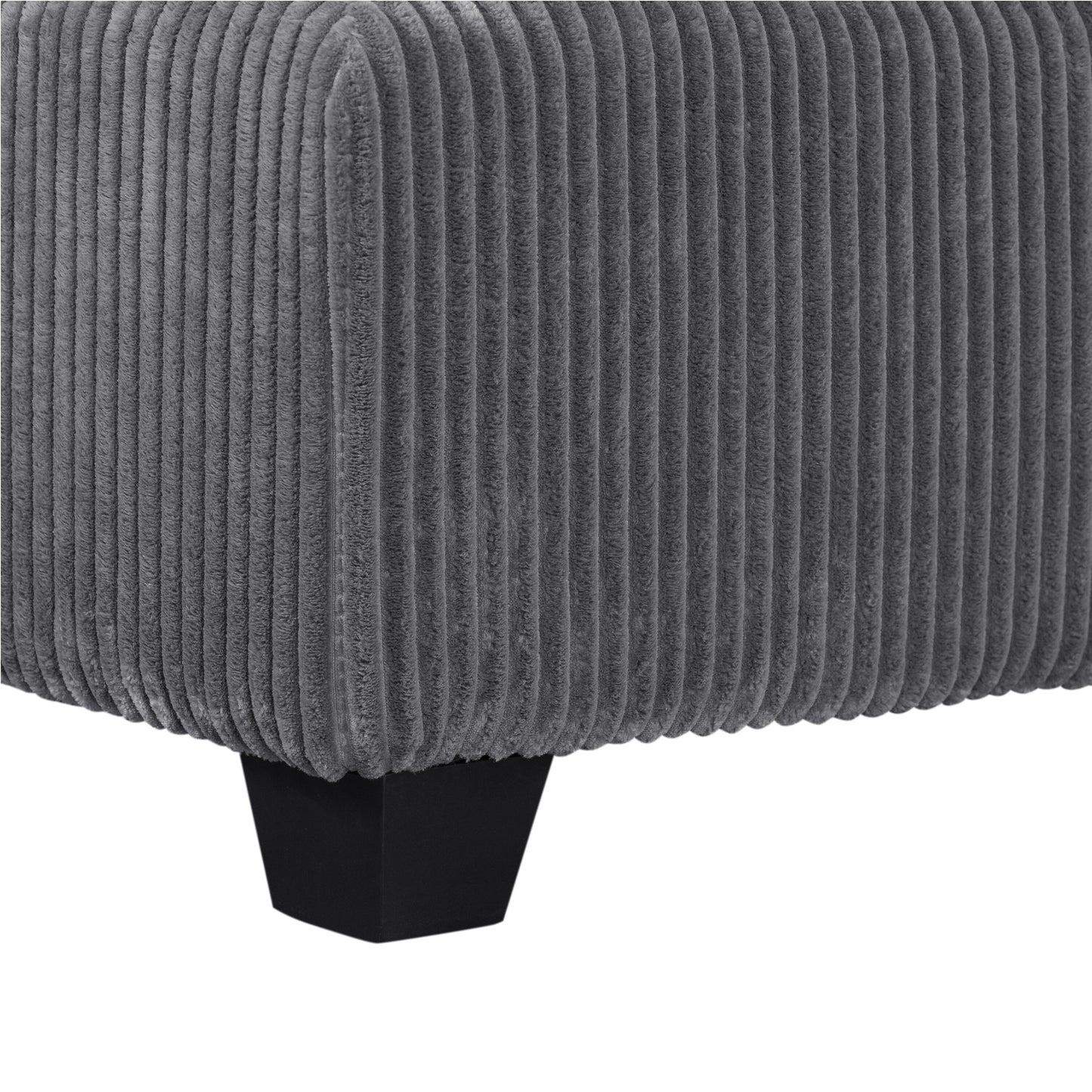 Divano letto a 2 posti in velluto a coste grigio da 90'' con cuscini rimovibili, 2 cuscini e pouf staccabili