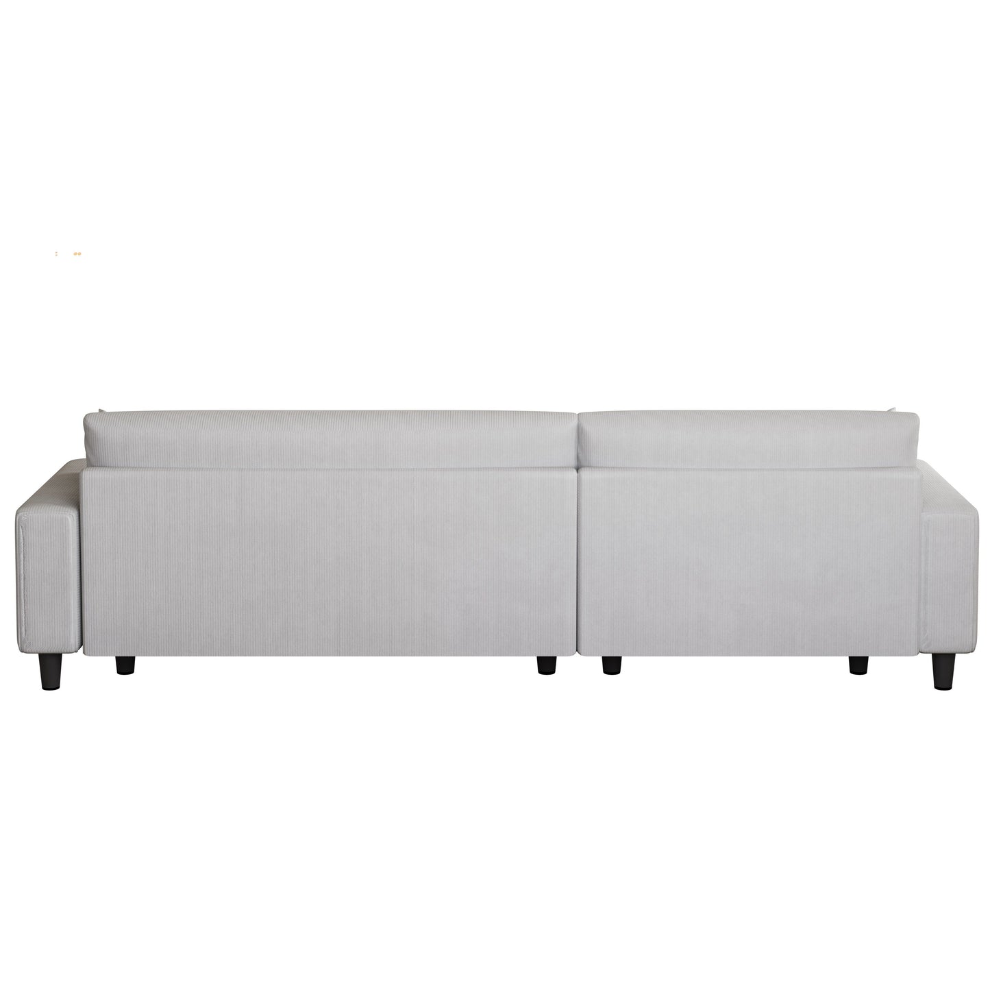 Divano letto a 3 posti in velluto a coste grigio da 93'' con 2 cuscini, chaise longue convertibile, contenitore e configurazione regolabile