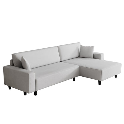 Divano letto a 3 posti in velluto a coste grigio da 93'' con 2 cuscini, chaise longue convertibile, contenitore e configurazione regolabile