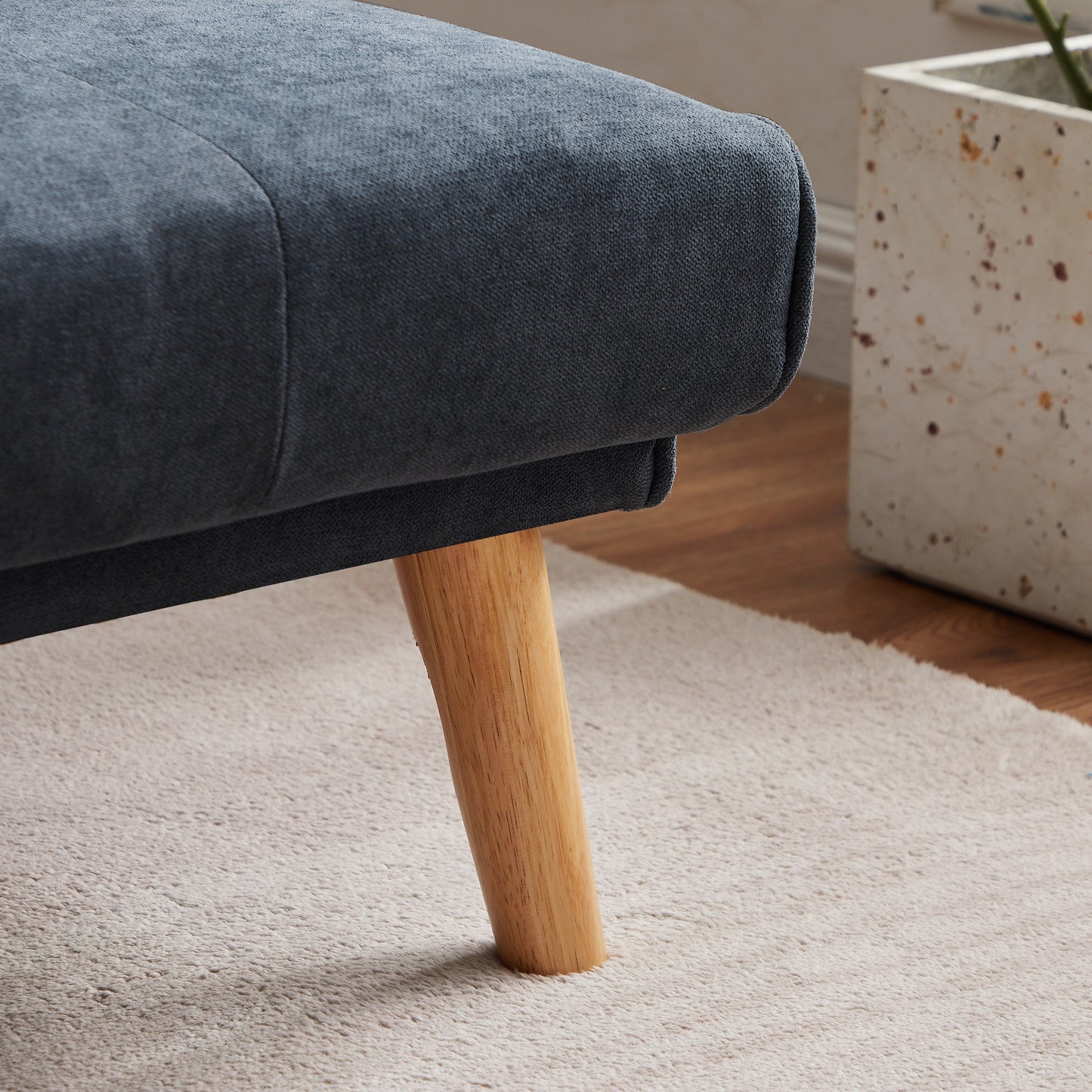 Divano componibile convertibile in lino grigio da 94,5'' a 3 posti con contenitore e chaise longue destra