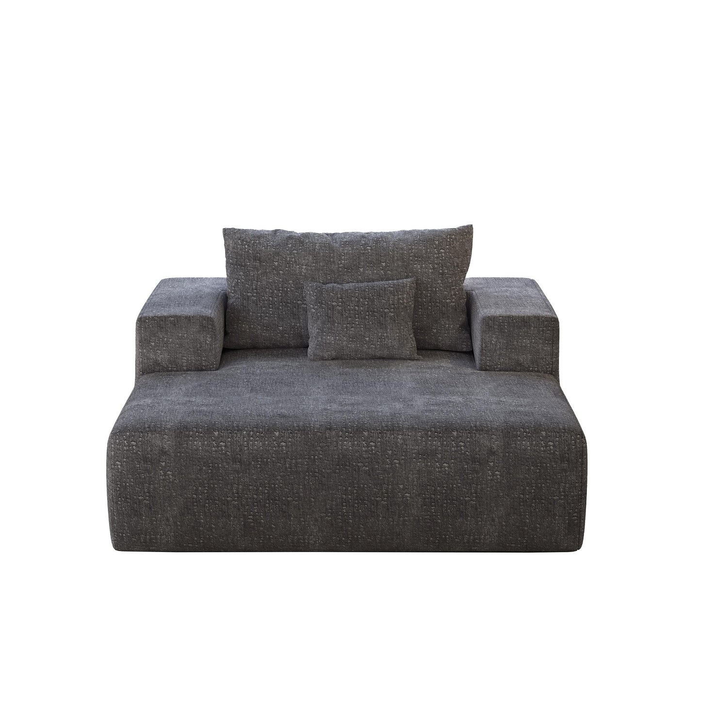 Divano letto singolo in ciniglia grigia con cuscino per schienale