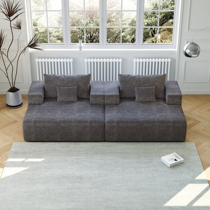 Divano letto singolo in ciniglia grigia con cuscino per schienale