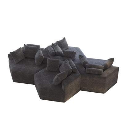 Divano letto singolo in ciniglia grigia con cuscino per schienale