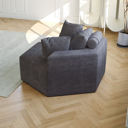 Divano letto singolo in ciniglia grigia con cuscino per schienale