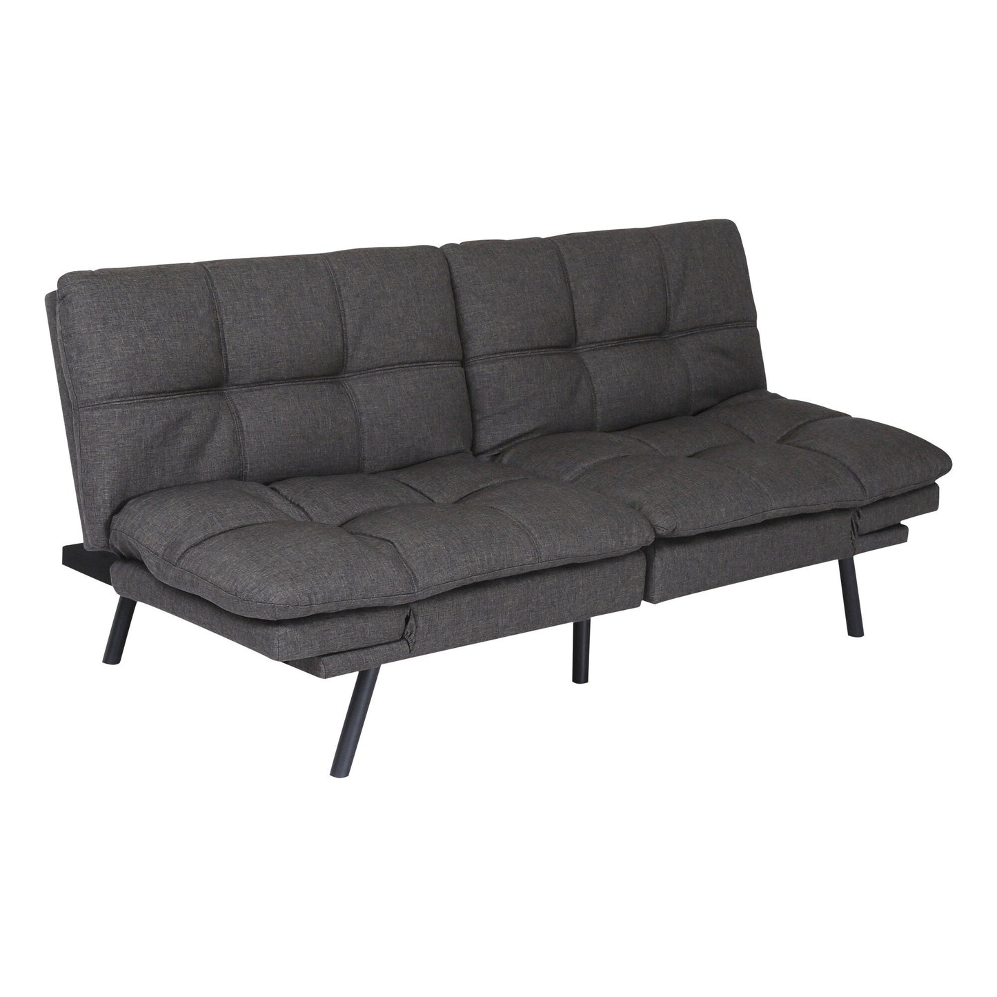 Divano letto trasformabile grigio con braccioli regolabili