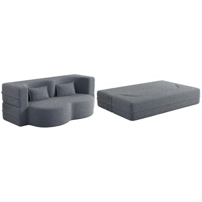 Divano letto trasformabile in tessuto Teddy grigio
