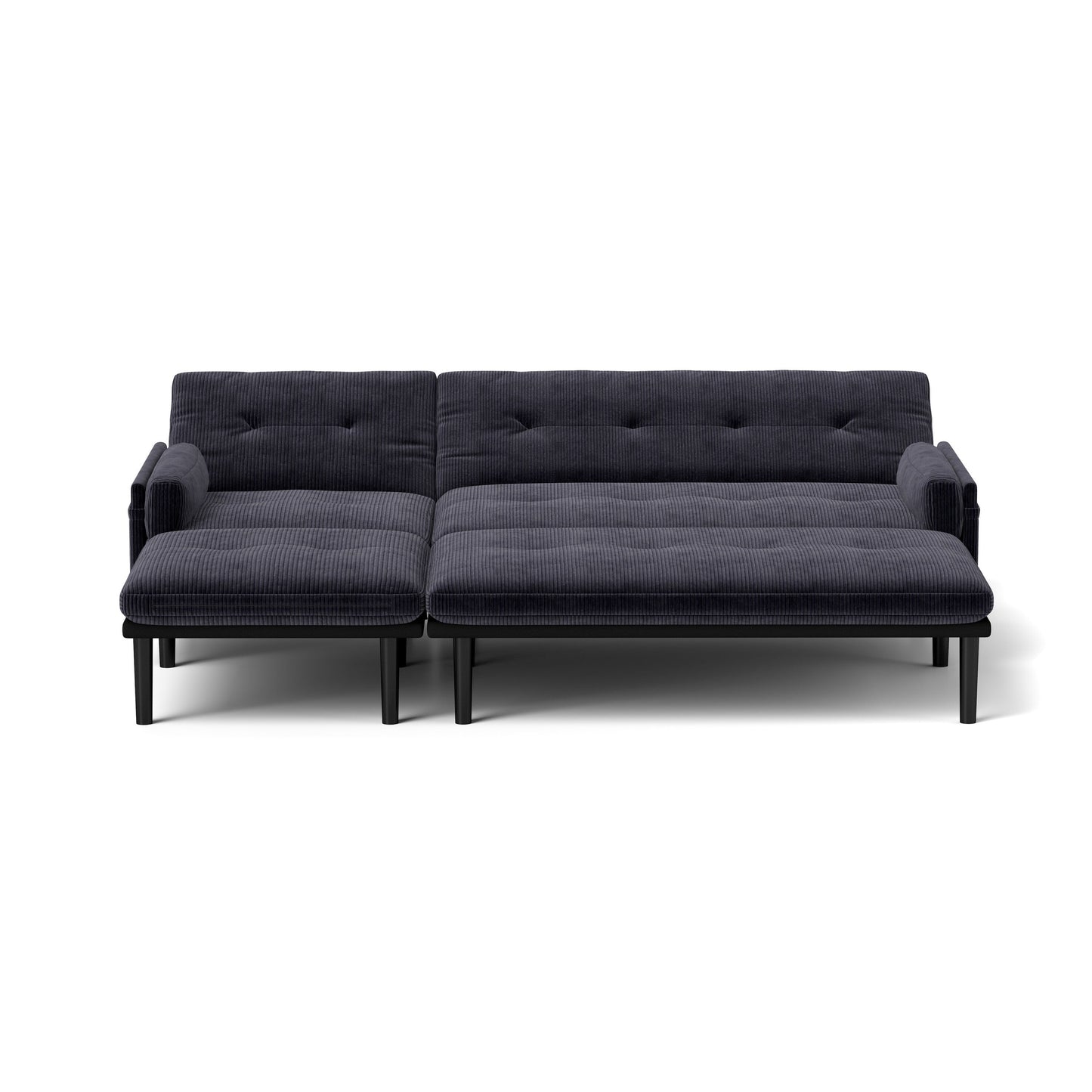 Divano a 3 posti regolabile in velluto a coste grigio e letto per gli ospiti