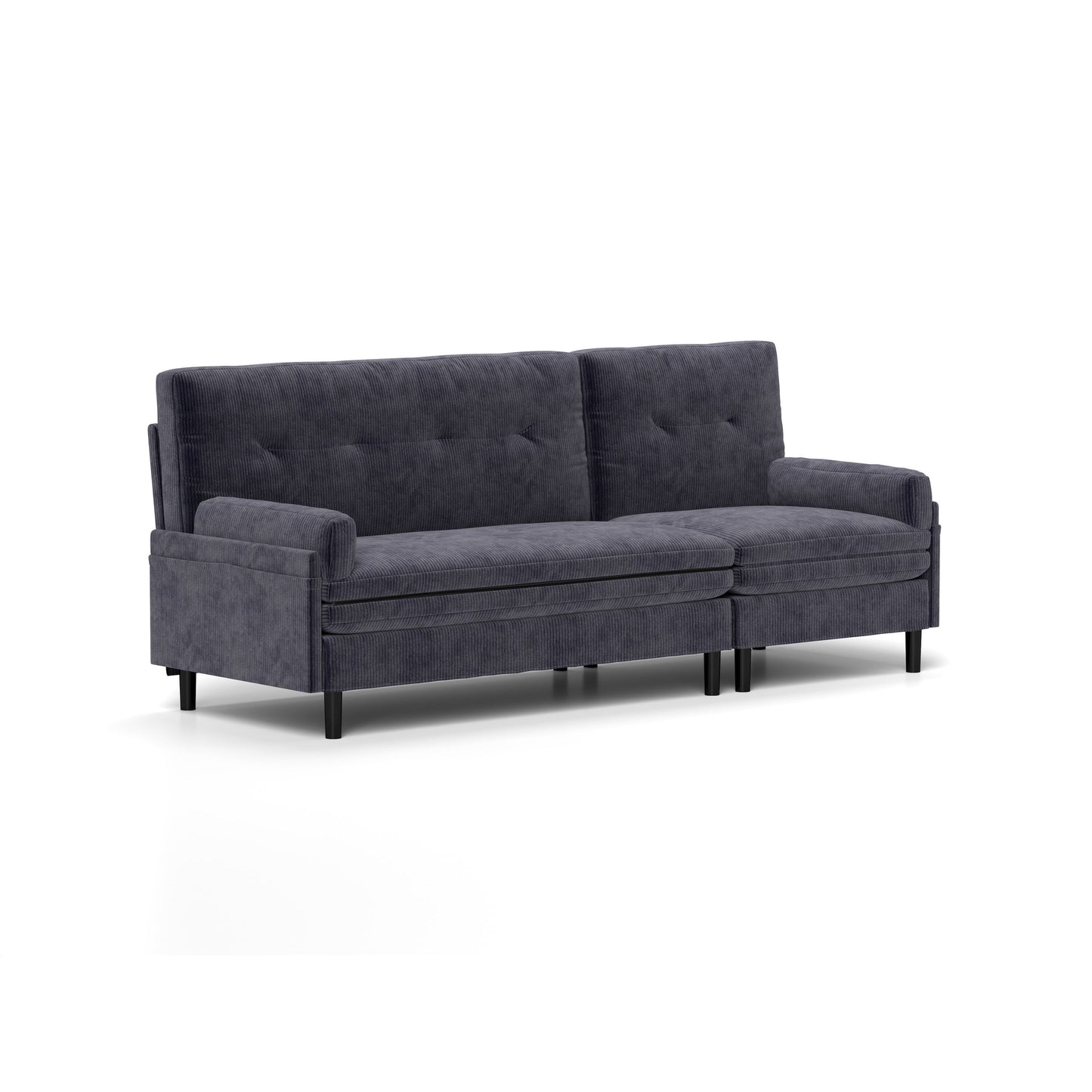 Divano a 3 posti regolabile in velluto a coste grigio e letto per gli ospiti