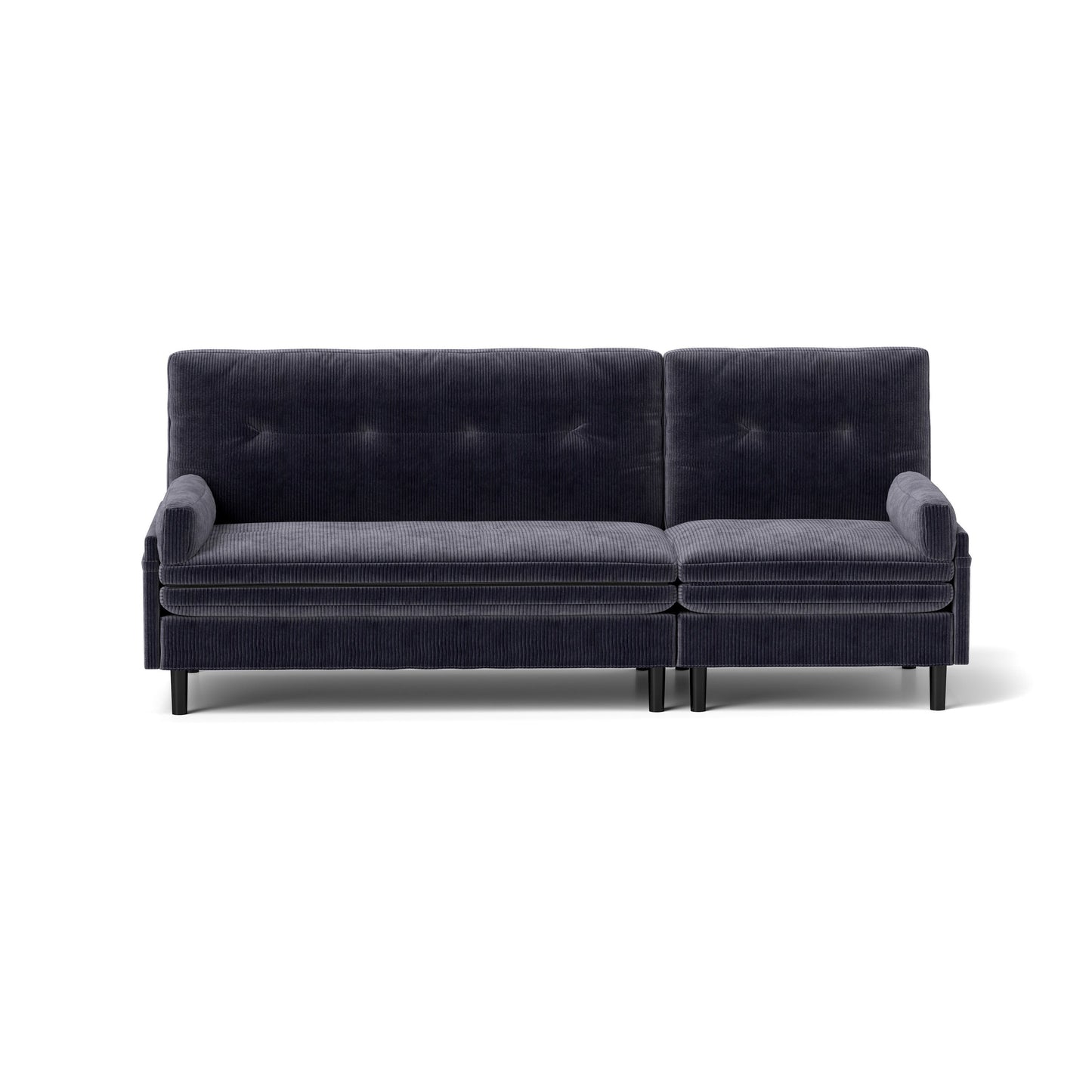 Divano a 3 posti regolabile in velluto a coste grigio e letto per gli ospiti