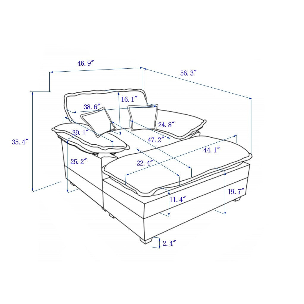 Divano a seduta profonda in velluto a coste grigio con pouf