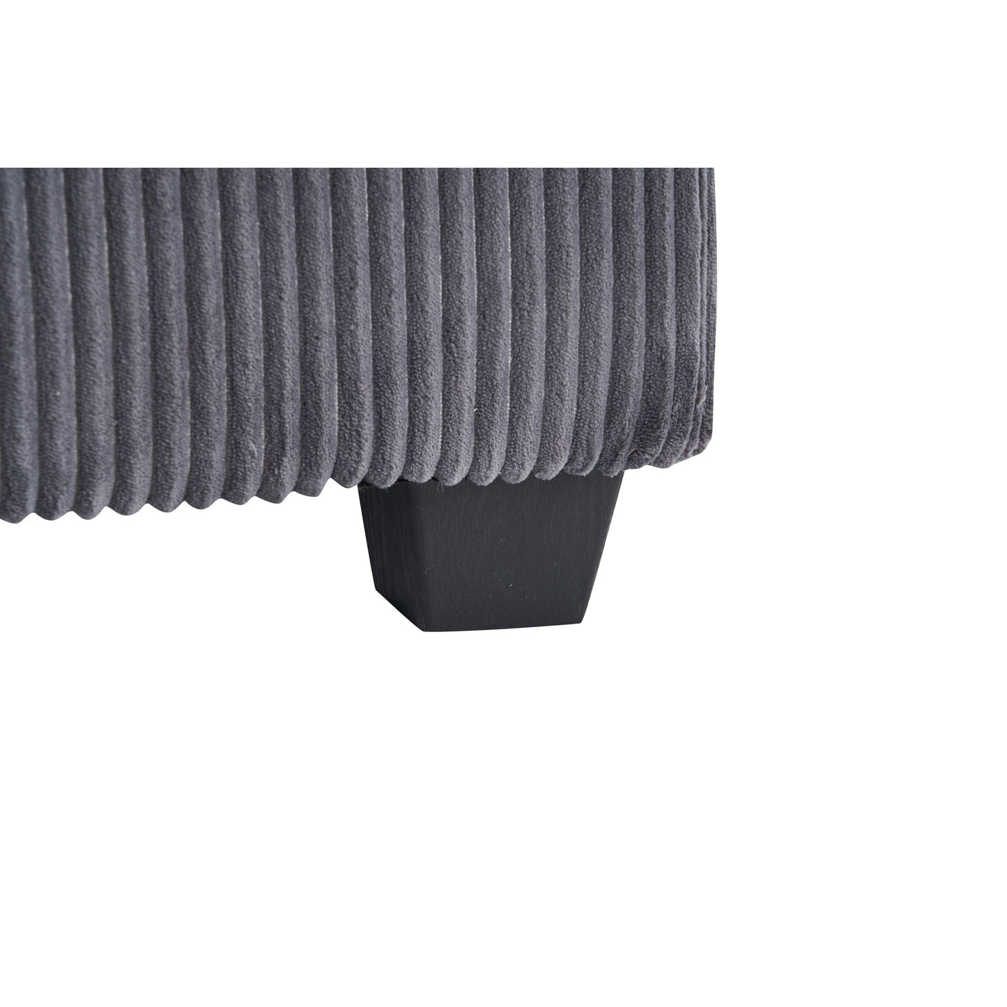 Divano a seduta profonda in velluto a coste grigio con pouf