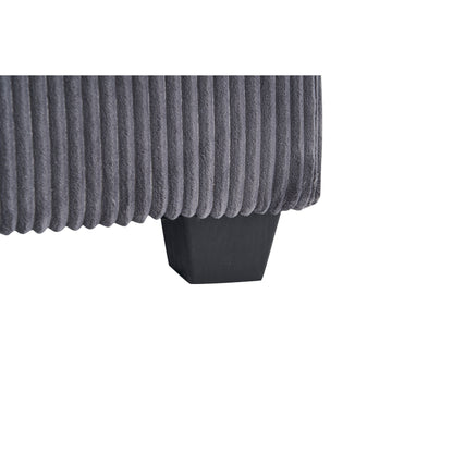 Divano a seduta profonda in velluto a coste grigio con pouf