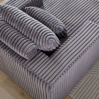 Poltrona in velluto a coste grigio con 2 cuscini