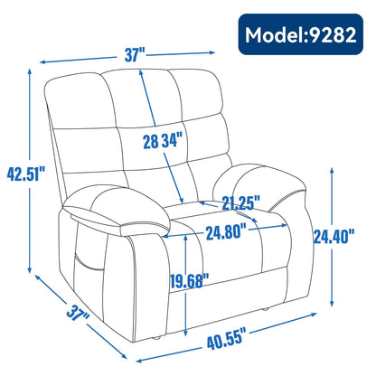 Poltrona reclinabile elettrica a doppio motore grigia con massaggio, calore, reclinazione infinita, telecomando e capacità di 350 libbre