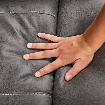 Poltrona reclinabile elettrica grigia a doppio motore con rotazione di 240°, funzione di oscillazione, porte USB e poggiatesta regolabile