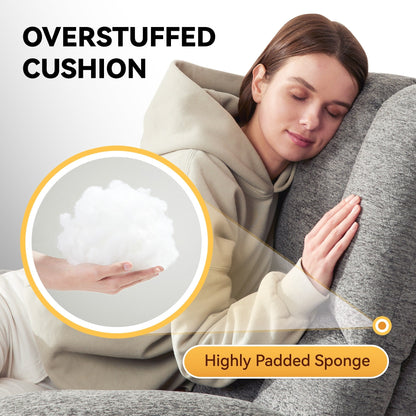 Poltrona reclinabile manuale extra-large grigia con reclinazione a 160°, funzione di oscillazione a 30° e design oversize