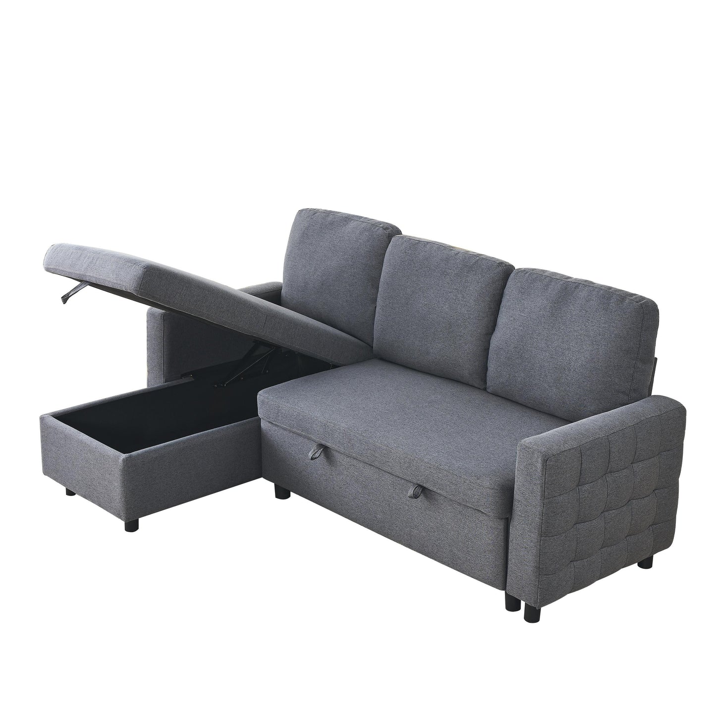 Divano componibile a L in lino grigio da 78,8'' con chaise longue reversibile