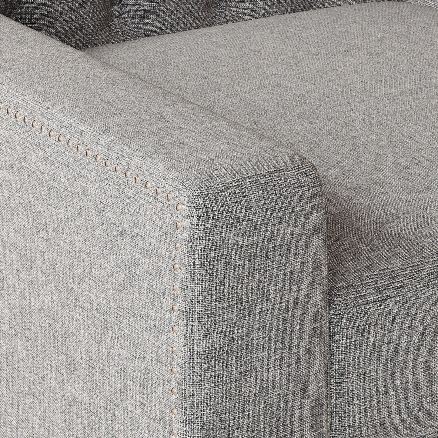 Divano a 3 posti in poliestere grigio Mid Century Modern 78,75 con schienale trapuntato a bottoni e comodo cuscino per soggiorno