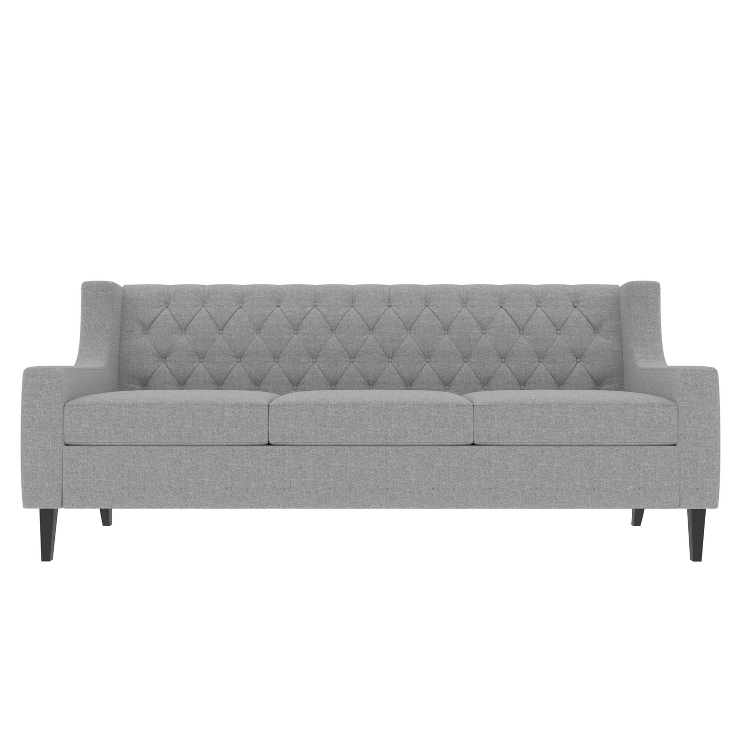 Divano a 3 posti in poliestere grigio Mid Century Modern 78,75 con schienale trapuntato a bottoni e comodo cuscino per soggiorno