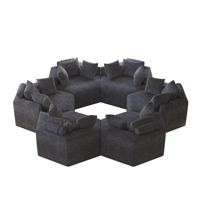 Divano letto singolo moderno grigio 54 in ciniglia e spugna con cuscino per schienale per soggiorno