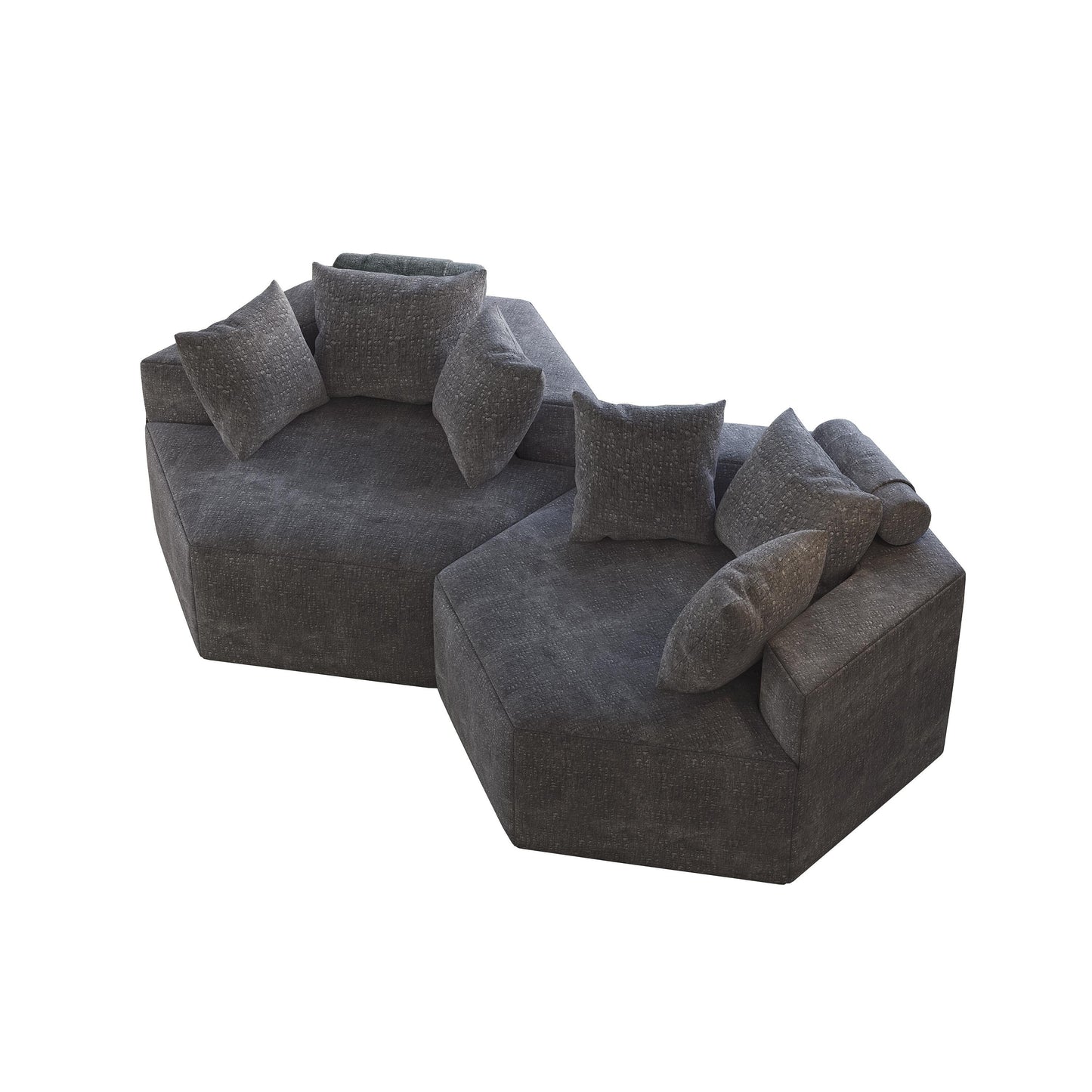 Divano letto singolo moderno grigio 54 in ciniglia e spugna con cuscino per schienale per soggiorno