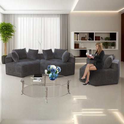 Divano letto singolo moderno grigio 54 in ciniglia e spugna con cuscino per schienale per soggiorno