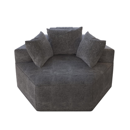 Divano letto singolo moderno grigio 54 in ciniglia e spugna con cuscino per schienale per soggiorno