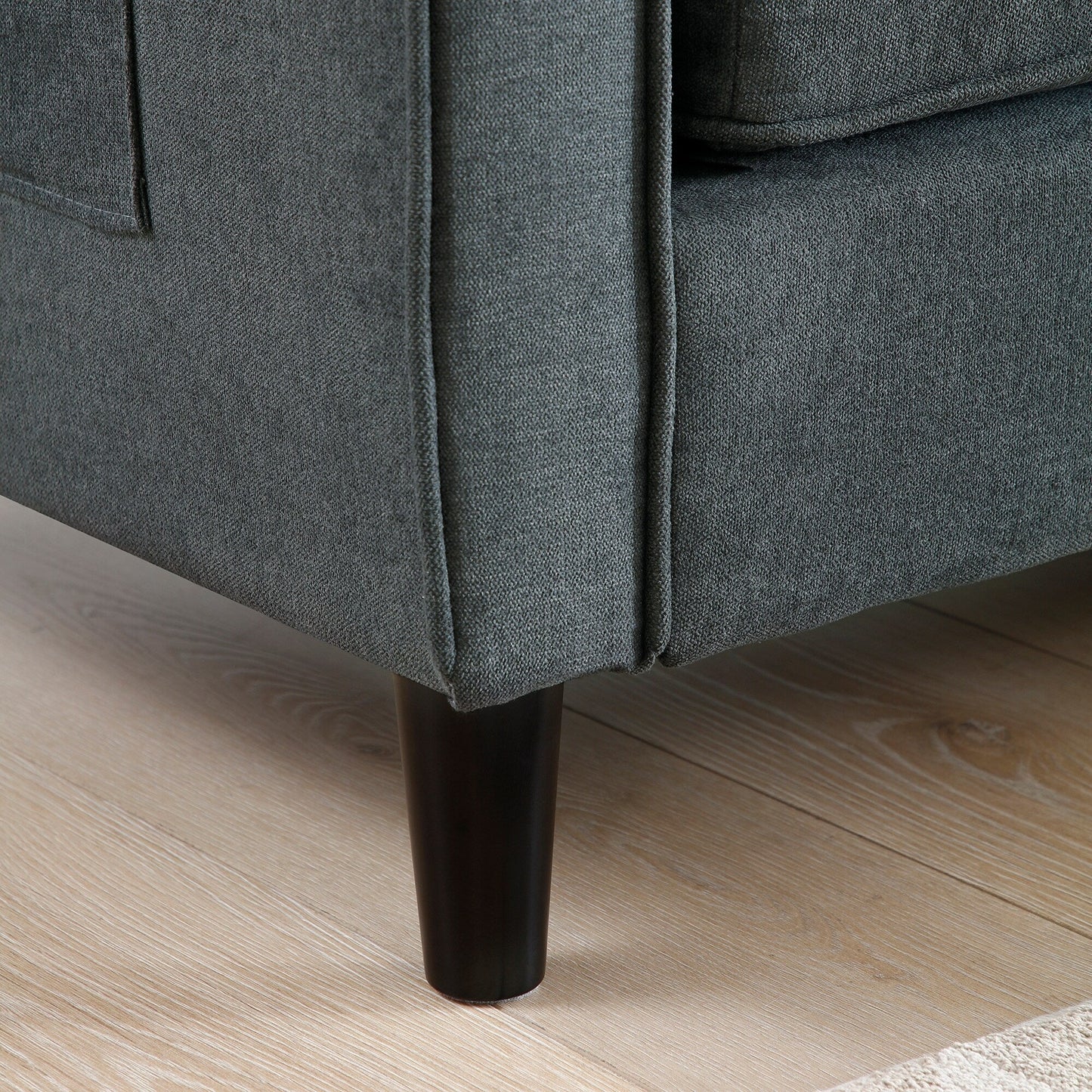 Divano a due posti in lino grigio moderno da 57,87 pollici con luci a LED e 2 porte USB per soggiorno