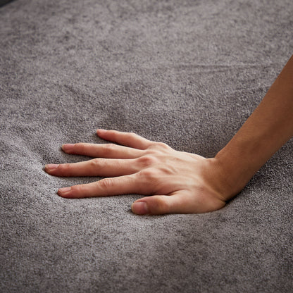 Divano moderno grigio 61,5 in ciniglia a 3 posti con bottoni trapuntati, bracciolo decorato con chiodi in rame e 2 cuscini per soggiorno