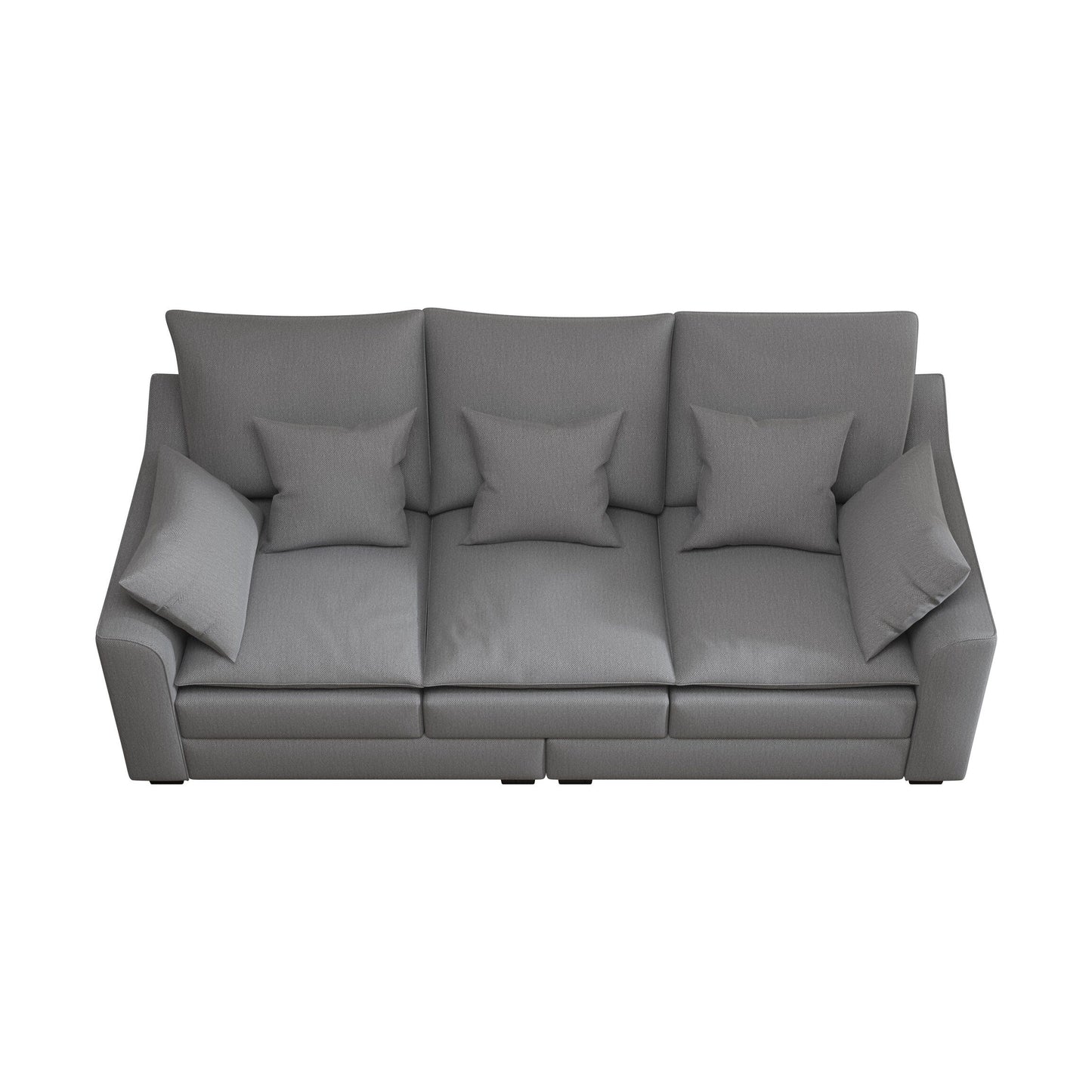 Divano moderno grigio 78,7 in poliestere a 3 posti con cuscini e gambe in legno massello per soggiorno